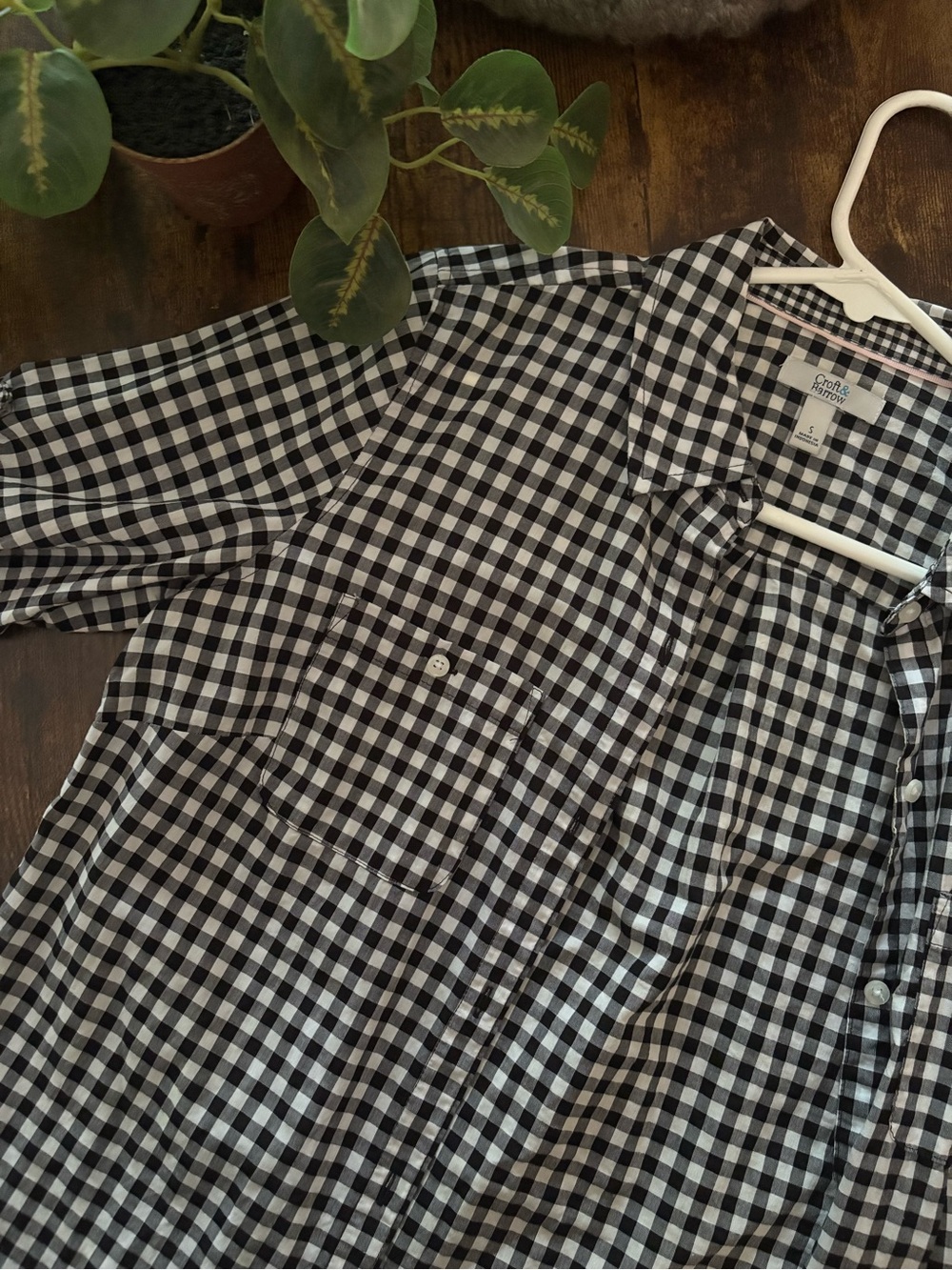 croft & barrow Black and White Gingham Button-Up Blouse